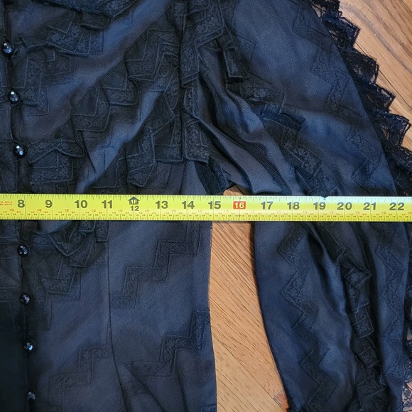 Chloé Vintage Black Lace‎ Blouse XS Sheer Ruffle Victorian Romantic - Picture 8 of 9